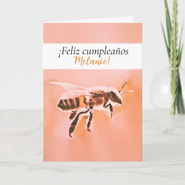Feliz cumpleaños - Honeybee Birthday Card Spansk Kort (Framsida)