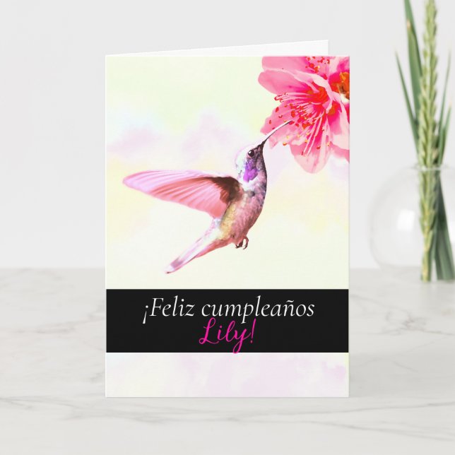 Feliz cumpleaños - Hummingbird Birthday Card Kort (Framsida)
