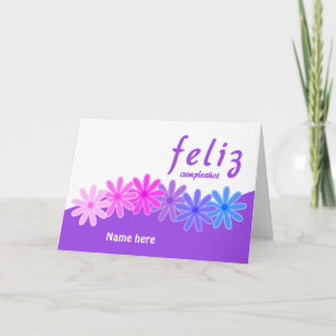Feliz cumpleaños lila blommor personlig kort