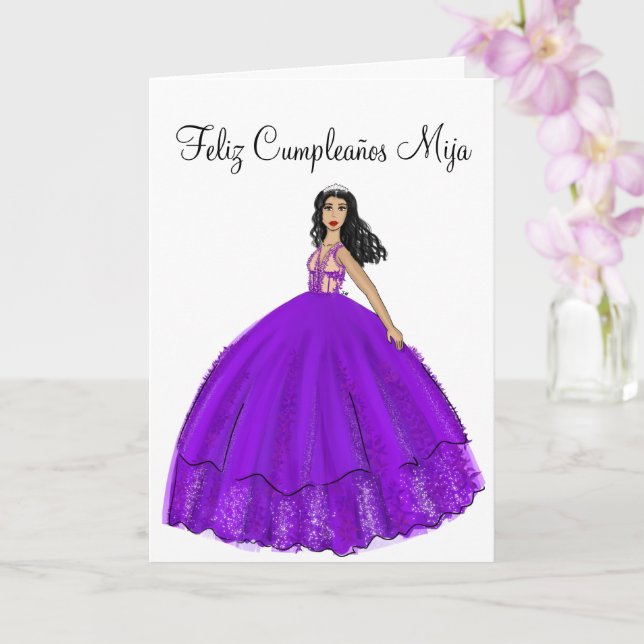 Feliz Cumpleaños Lila Quinceanera Birthday Kort (Orkide)