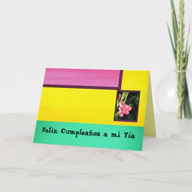 Feliz Cumpleaños per mi Tía - rosor blommar Kort (Framsida)