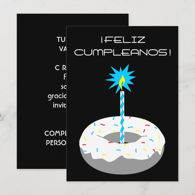 feliz cumpleanos rosquilla inbjudningar (Fram/baksida)