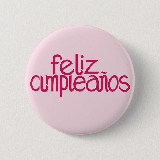 Feliz Cumpleaños shock rosa Button Knapp (Framsida)