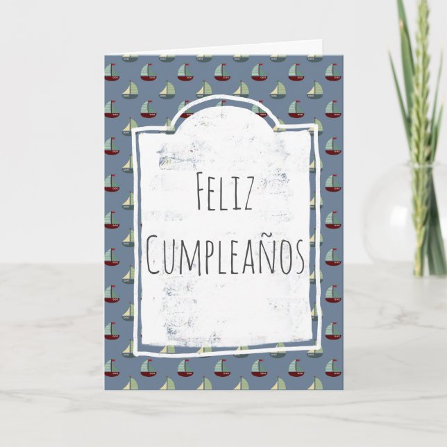 Feliz Cumpleaños Spain Boats Frakt Birthday Kort (Framsida)