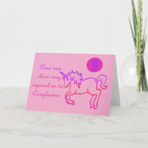 Feliz Cumpleaños spansk födelsedagunicorn 9 nio Kort