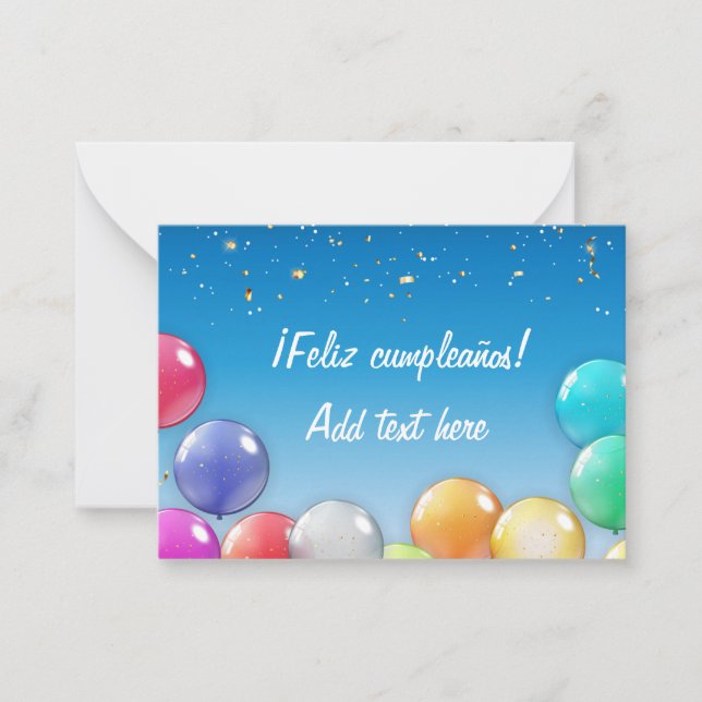 Feliz cumpleaños! Spanska födelsedagskort Anteckningskort (Framsida)