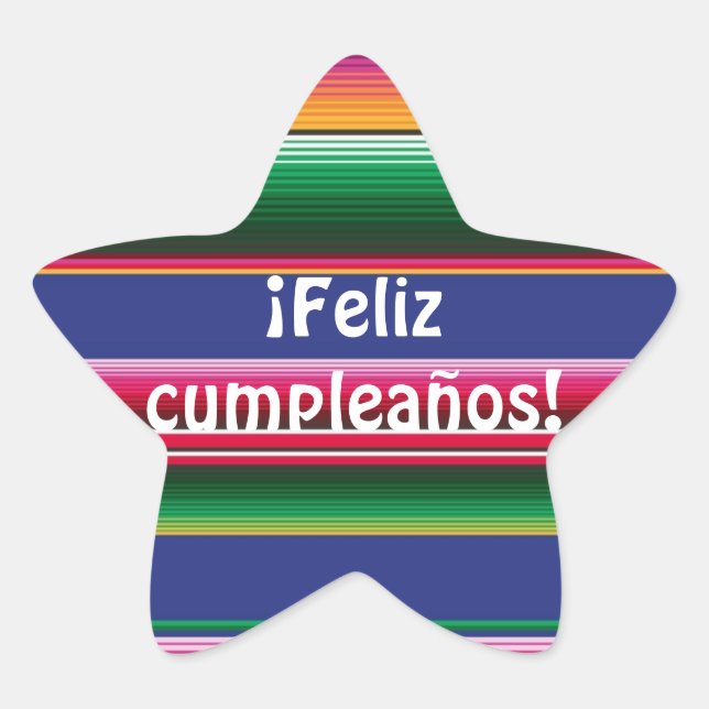 Feliz Cumpleanos Sticker Stjärnformat Klistermärke (Framsida)