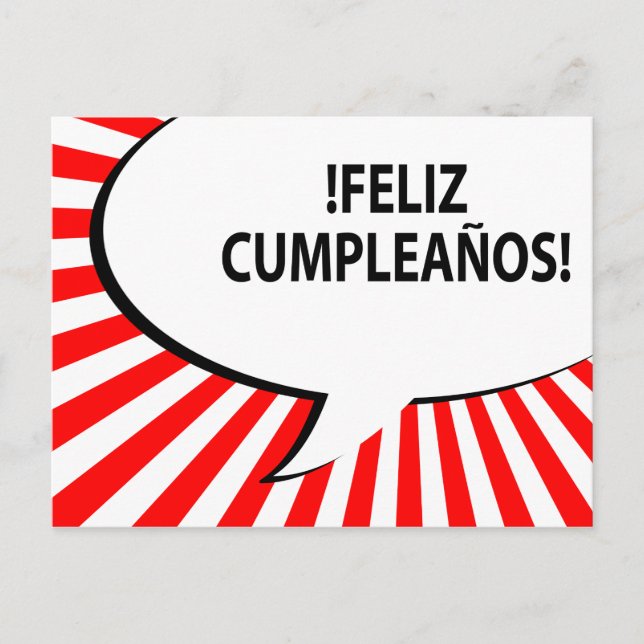 feliz cumpleanos tecknad bubbla vykort (Framsida)