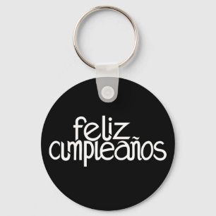 Feliz Cumpleaños vita nyckelkedja Nyckelring