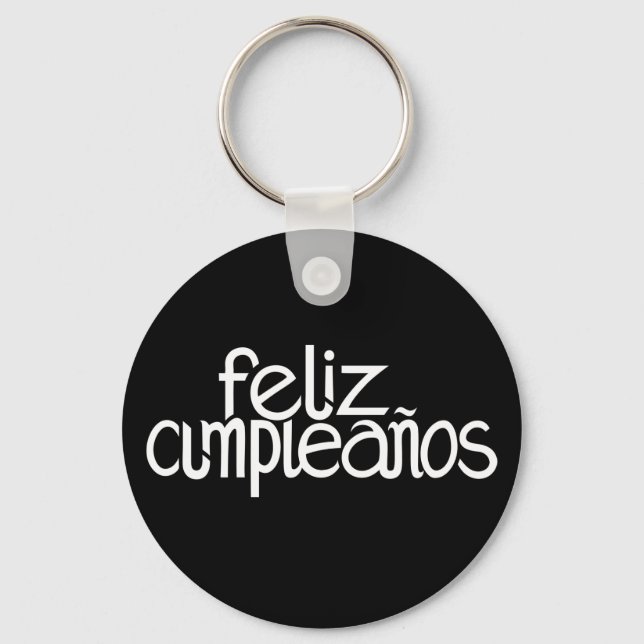Feliz Cumpleaños white Keychain Nyckelring (Framsida)