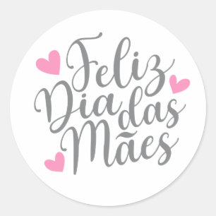 Feliz Dia Das Mães Lycklig Mors dag Sticker Runt Klistermärke