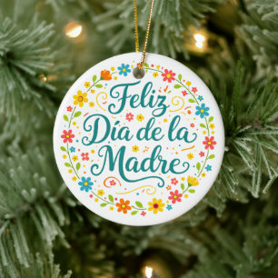 Feliz Dia De La Madre Mors Dag Calligraphy Julgransprydnad Keramik