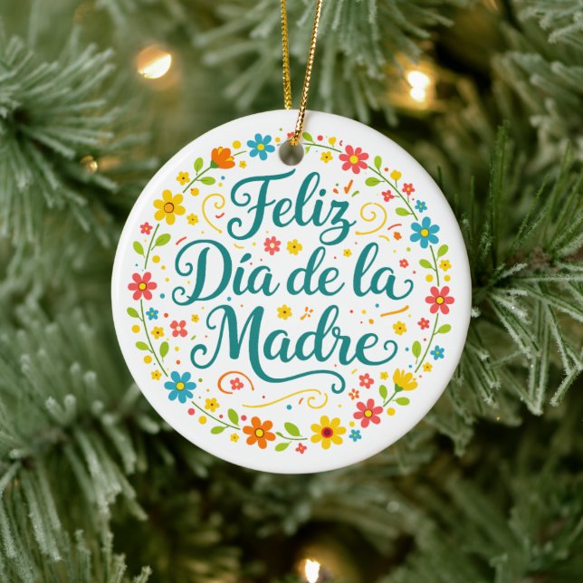 Feliz Dia De La Madre Mors Dag Calligraphy |  Julgransprydnad Keramik (Träd)