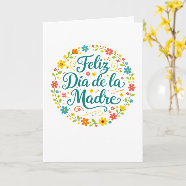 Feliz Dia De La Madre Mors Dag Calligraphy |  Kort (Gul blomma)