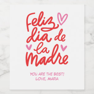 Feliz dia de la Madre Personlig Vin Labels Vinflaska Etikett
