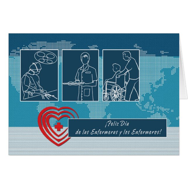 Feliz Día de las Enfermeras y los Enfermeros Card Hälsningskort (Framsidan Horizontal)