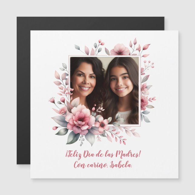 Feliz Dia De Las Madres Con Foto Magnetic Card (Fram/baksida)
