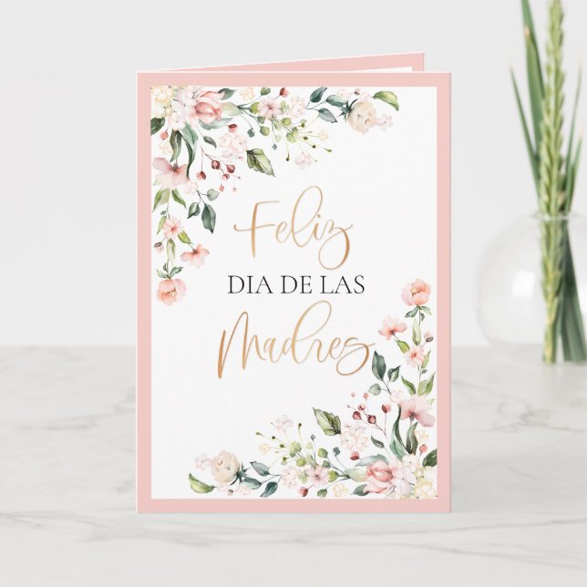 Feliz Dia De Las Madres Mors dag Peach Blommigt Kort (Framsida)