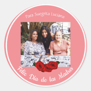 Feliz Día de Las Madres Rosor Soft Coral Runt Klistermärke