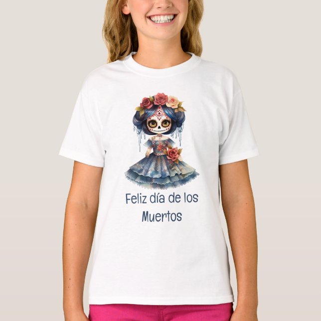 Feliz día de los Muertos Girl's T-Shirt (Framsida)