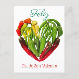 Feliz Dia De San Valentin Chili Peppers Heart Vykort