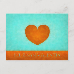 Feliz día de San Valentín. Postal Corazón Naranja. Vykort