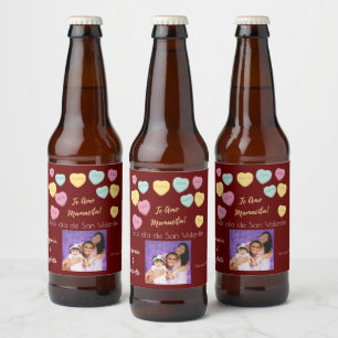Felíz día de San Valentín Red Te Amo Mamacita Ölflaska Etikett
