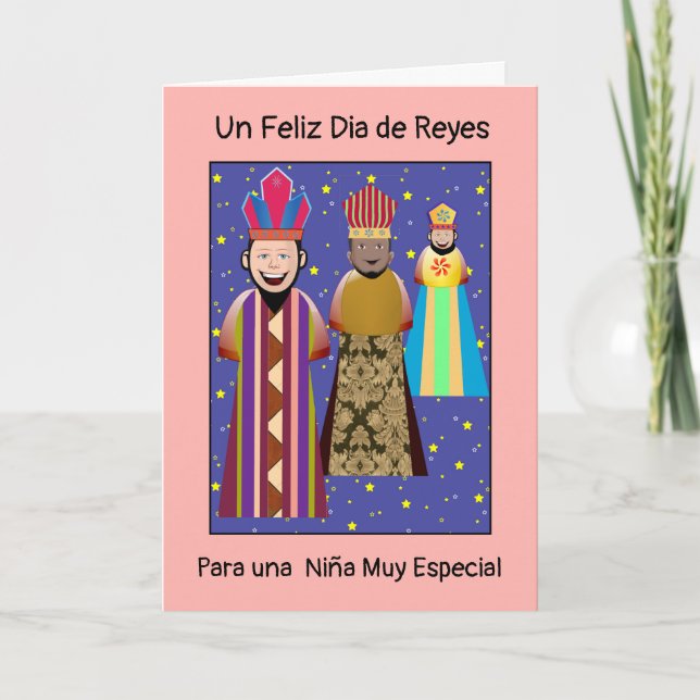 Feliz Dia Reyes Mago  Niña Kort (Framsida)