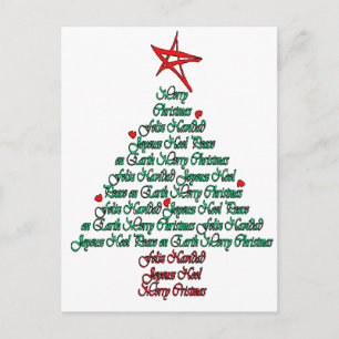 Feliz för Multilanguage Chistmas kort Natal träd