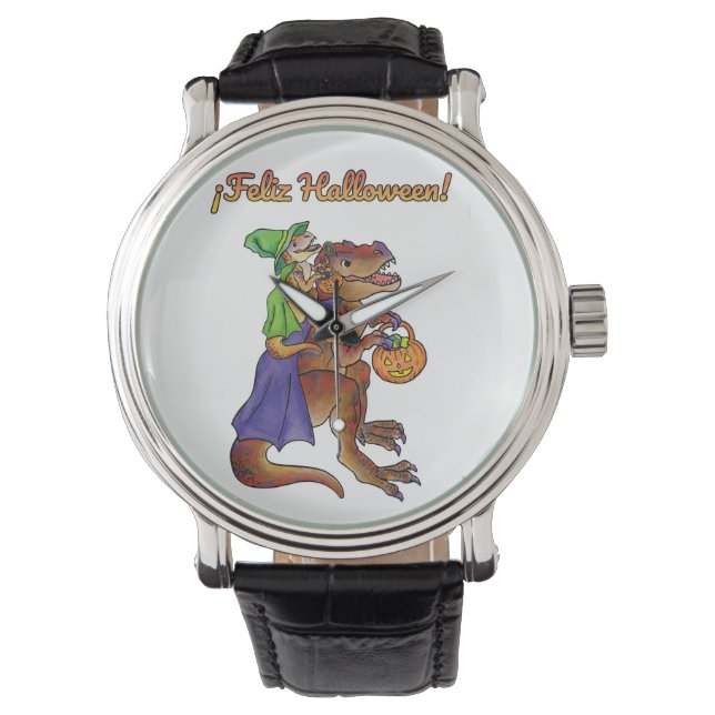 Feliz Halloween Dinosaur Wrist Watch SPANISH Armbandsur (Framsida)
