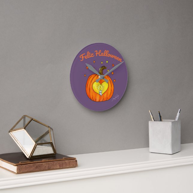 Feliz Halloween Wall Clock Rund Klocka (Kontor)