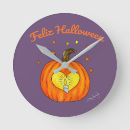 Feliz Halloween Wall Clock Rund Klocka