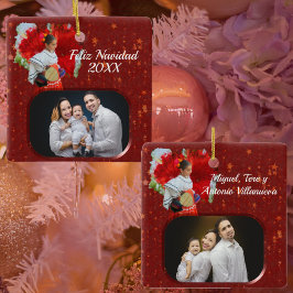 Feliz julklapp och stjärnor 2555 julgransprydnad keramik