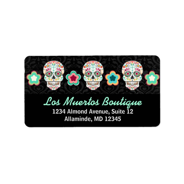Feliz Muertos - Anpassningsbar Sugar Skull Adresse Adressetikett (Framsidan)