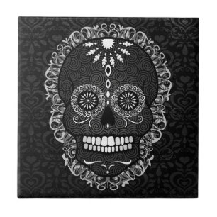 Feliz Muertos - den festliga sockerskallen Kakelplatta