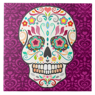 Feliz Muertos - den festliga sockerskallen Kakelplatta