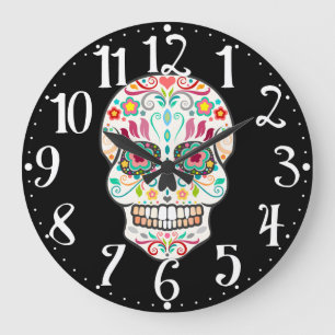 Feliz Muertos - den lyckliga sockerskalleväggen Stor Klocka