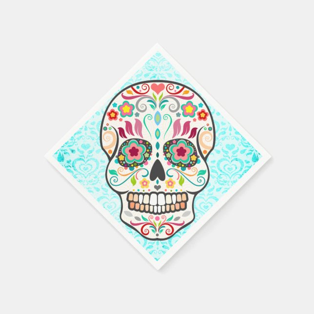 Feliz Muertos - Festive Sugar Skull Papper Napkins Pappersservett (Hörn)