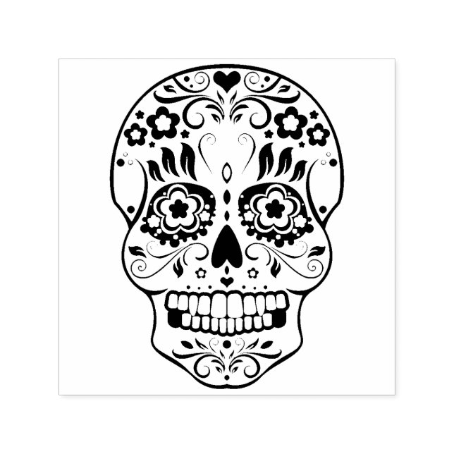 Feliz Muertos Festive Sugar Skull Self-Bläck Frimä Självfärgande Stämpel (Design)