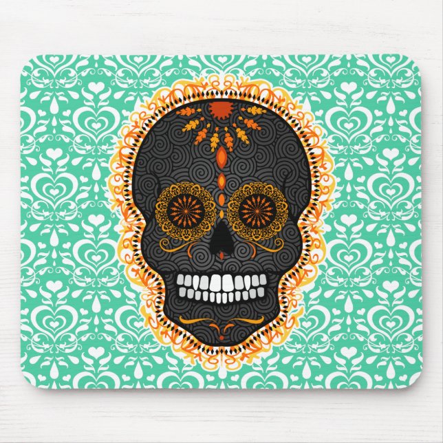 Feliz Muertos - festlig sockerskalle Mousepad Musmatta (Framsidan)