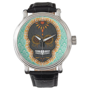 Feliz Muertos - festligt sockerskallearmbandsur Armbandsur