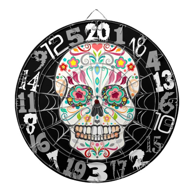 Feliz Muertos - lycklig sockerskalleDartboard Darttavla (Framsidan)