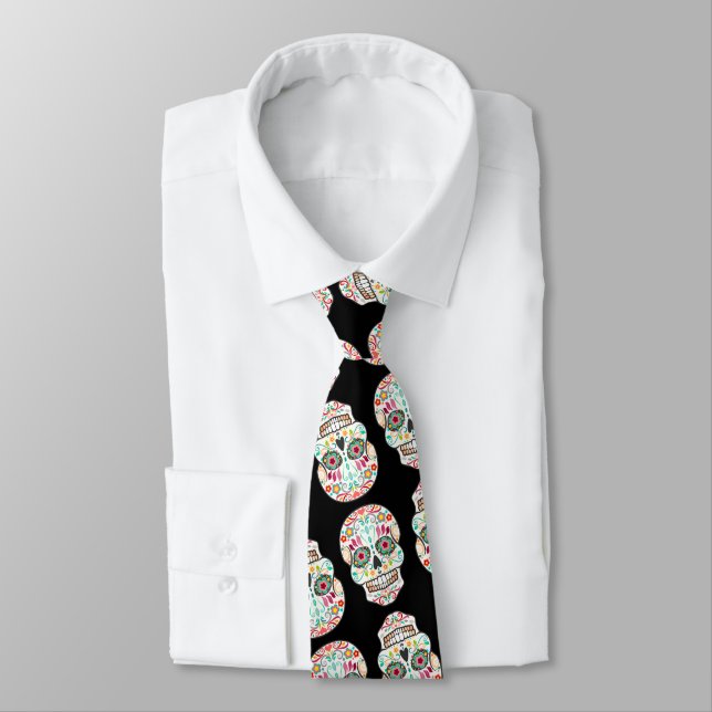 Feliz Muertos - Lycklig Sugar Döskallars Neck Tie Slips (Bunden)