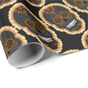 Feliz Muertos - Lycklig Sugar Döskallars Wrapping  Presentpapper