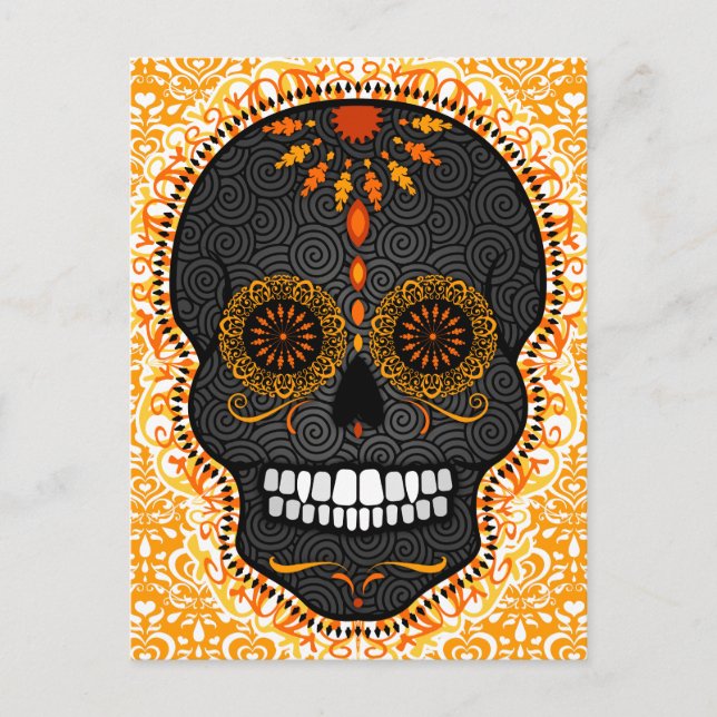 Feliz Muertos - Lycklig Sugar Skull-vykort Vykort (Framsida)