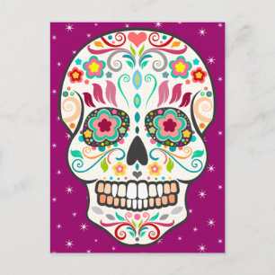 Feliz Muertos - Lycklig Sugar Skull-vykort Vykort