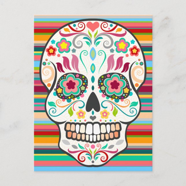 Feliz Muertos - Lycklig Sugar Skull-vykort Vykort (Framsida)