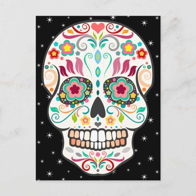 Feliz Muertos - Lycklig Sugar Skull-vykort Vykort (Framsida)