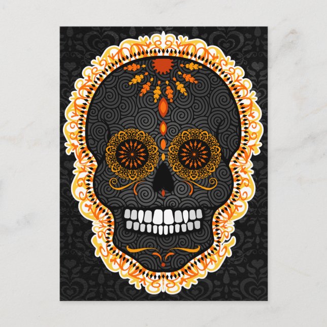 Feliz Muertos - Lycklig Sugar Skull-vykort Vykort (Framsida)