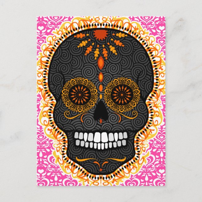 Feliz Muertos - Lycklig Sugar Skull-vykort Vykort (Framsida)
